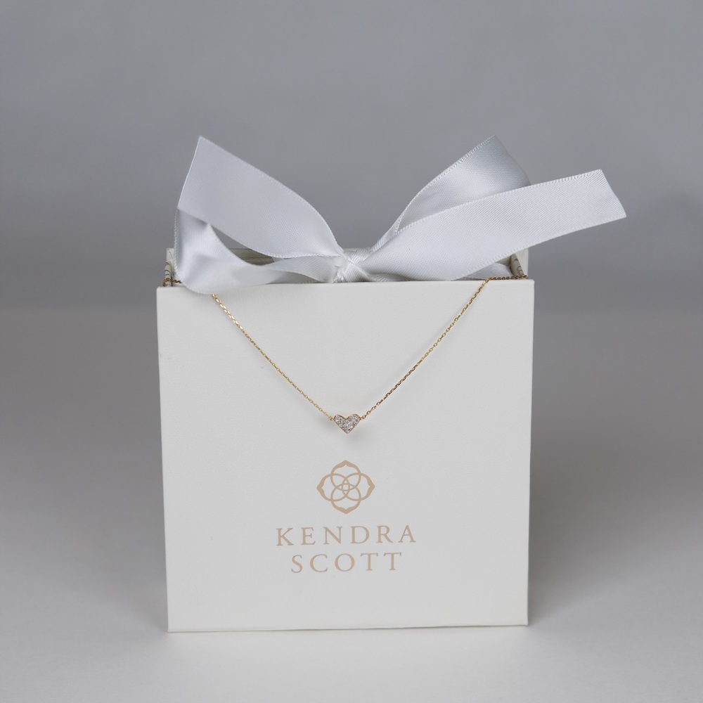 Kendra Scott Heart 14k Yellow Gold Pendant Necklace in White Diamonds